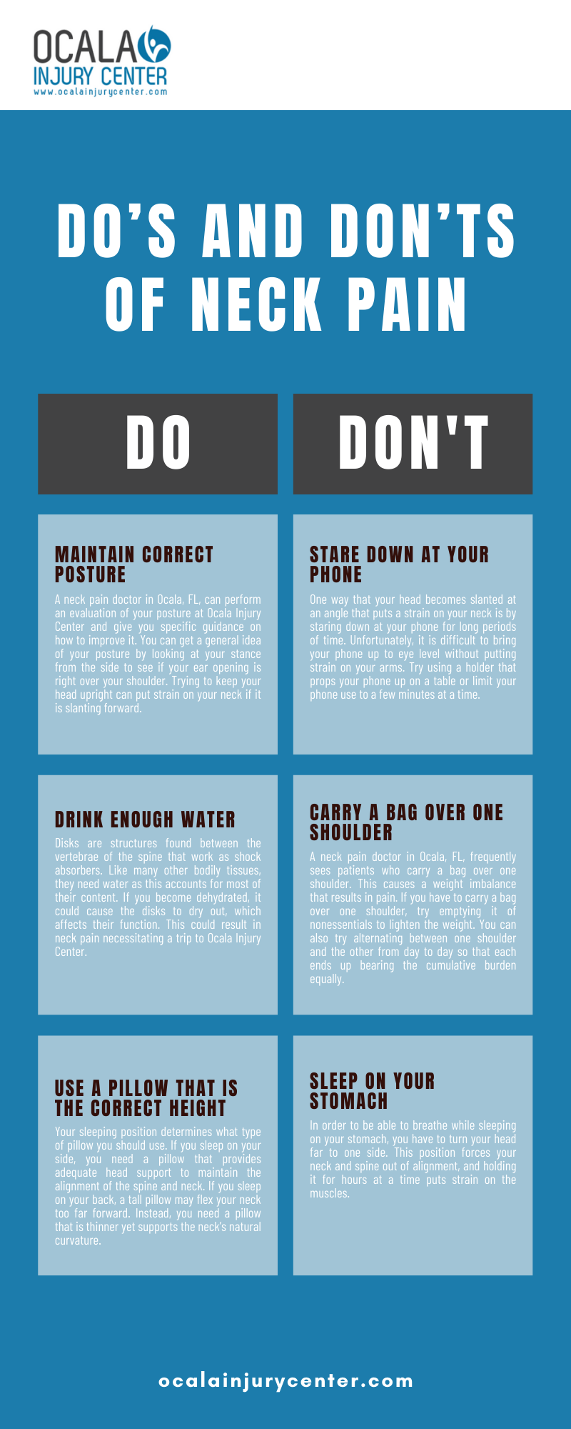 DO'S AND DON'TS OF NECK PAIN INFOGRAPHIC